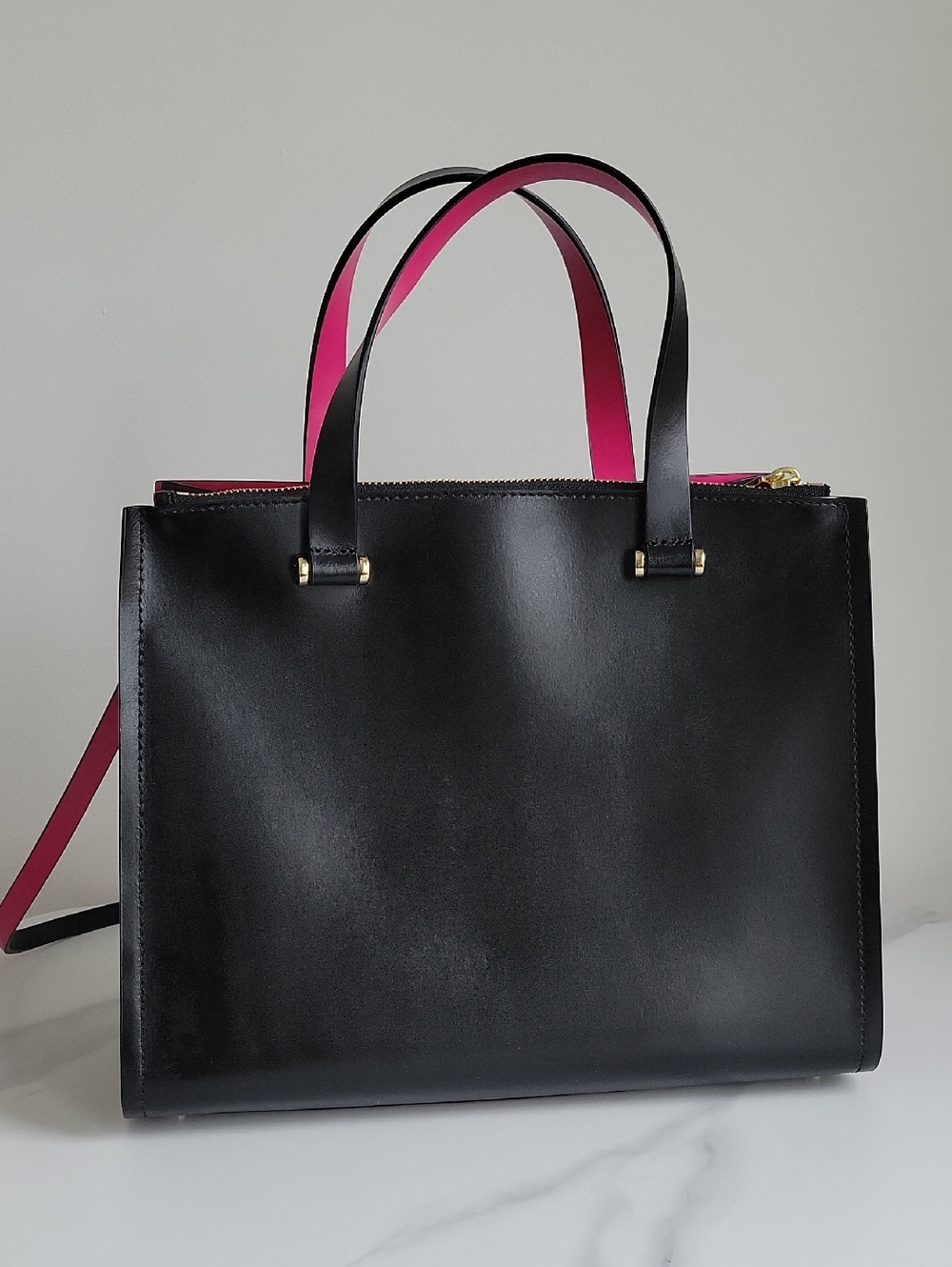kate spade Black Leather Tote with Pink Accents - Picture 3 of 16